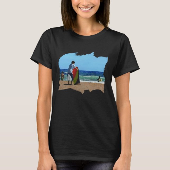 Boy on the Beach Women's Tops (Front)