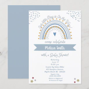 Boy on the Way Rainbow Baby Shower Invitation