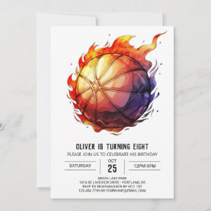  Boy Online Custom Basketball Birthday Invitation