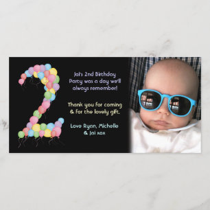 Boy or Girl 2nd Birthday Thank You Photo Card