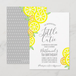 boy or girl ANY AGE lemonade BIRTHDAY PARTY grey Invitation