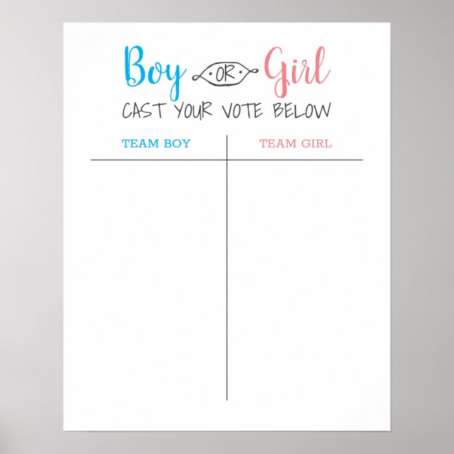 Boy or Girl Baby Gender Reveal Guess Poster (Front)