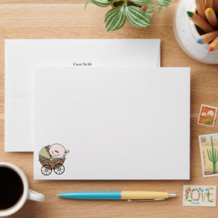 Boy or Girl Baby Invitation or Thank You  Envelope