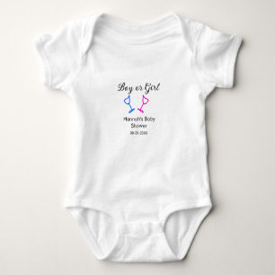 Boy or girl baby shower pink blue glass name date  bodysuit