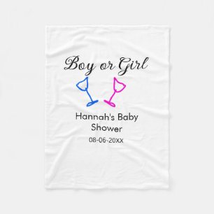 Boy or girl baby shower pink blue glass name date  fleece blanket