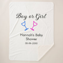 Boy or girl baby shower pink blue glass name date 