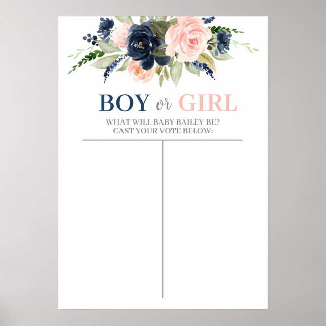 Boy or Girl chart, Guess the Gender Poster (Front)