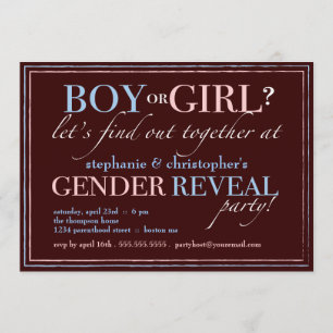Boy or Girl Elegant Baby Gender Reveal Party Invitation