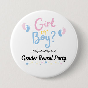 Boy or Girl? Gender Reveal 3 Inch Round Button