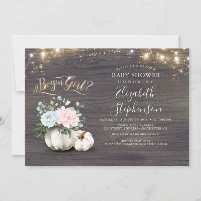 Boy or Girl Gender Reveal Fall Baby Shower Invitation (Front)