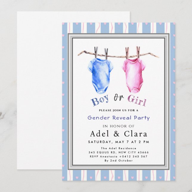 Boy or Girl Gender Reveal Invitation (Front/Back)