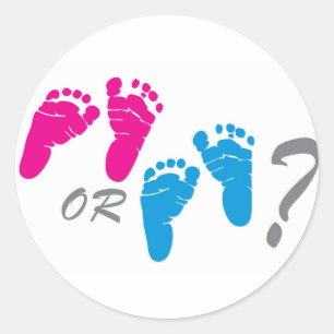 boy or girl? gender reveal party classic round sticker