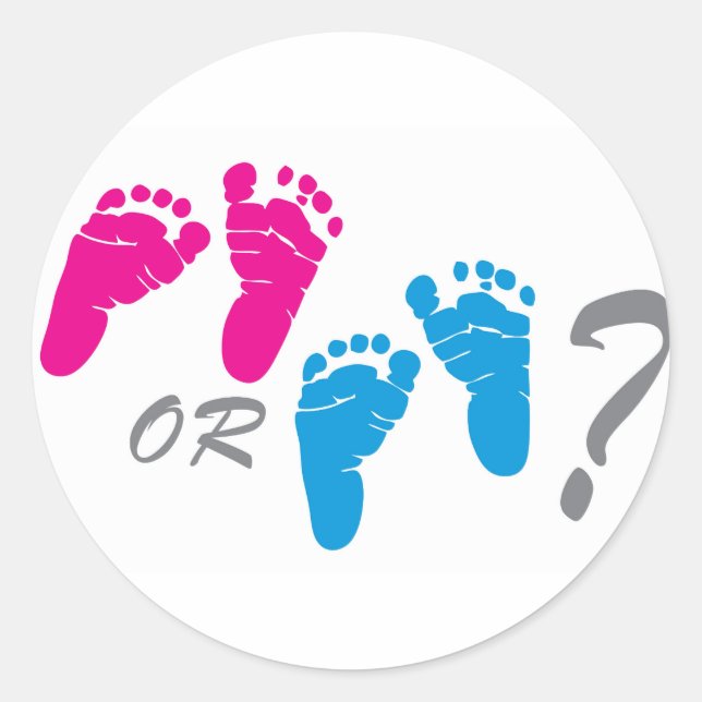 boy or girl? gender reveal party classic round sticker (Front)