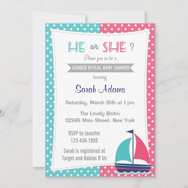 Boy or Girl Gender Reveal Party Invitation (Front)