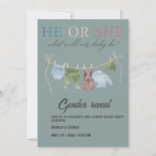 boy or girl gender reveal party  invitation