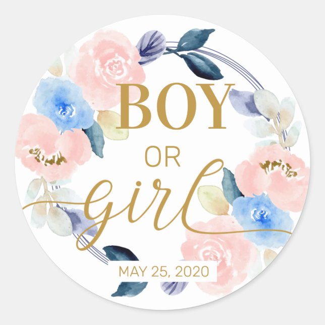 Boy or Girl Gender Reveal Stickers (Front)