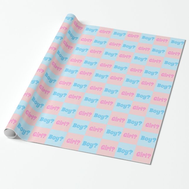 Boy or Girl Gender Reveal Wrapping Paper (Unrolled)