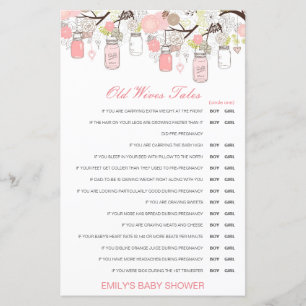 Boy or Girl Old Wives Tale Baby Shower with Answer