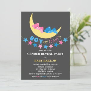 Boy Or Girl Teddy Bears Gender Reveal Party Invitation