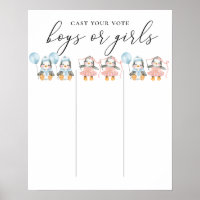 Boy or Girl. Twin gender reveal. Team voting board