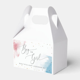 Boy or Girl Watercolor Gender Reveal Party  Favor Box