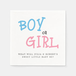 Boy or Girl Watercolor Gender Reveal Party Napkin
