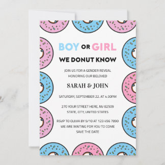 Boy or Girl We Doughnut Know Gender Reveal Invitation