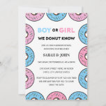 Boy or Girl We Doughnut Know Gender Reveal Invitation<br><div class="desc">Discover the sweetest way to reveal your baby's gender with our "Boy or Girl We Doughnut Know Gender Reveal Invitation"! Perfect for team blue or team pink celebrations, these charming invitations feature adorable pink and blue doughnuts. Whether it's a little man or little miss, this invite sets the tone for...</div>