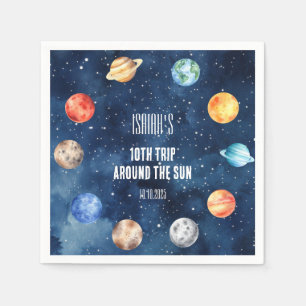 Boy Outer Space 10th Trip Around the Sun Birthday Napkin