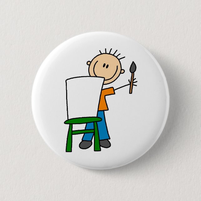 Boy Painting 2 Inch Round Button (Front)