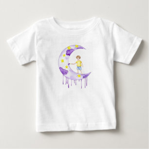 Boy Painting Crescent Moon Baby T-Shirt