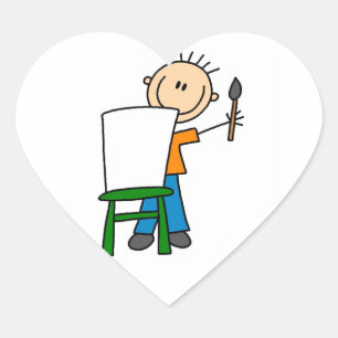 Boy Painting Heart Sticker