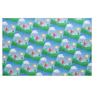Boy Painting Skies Fabric