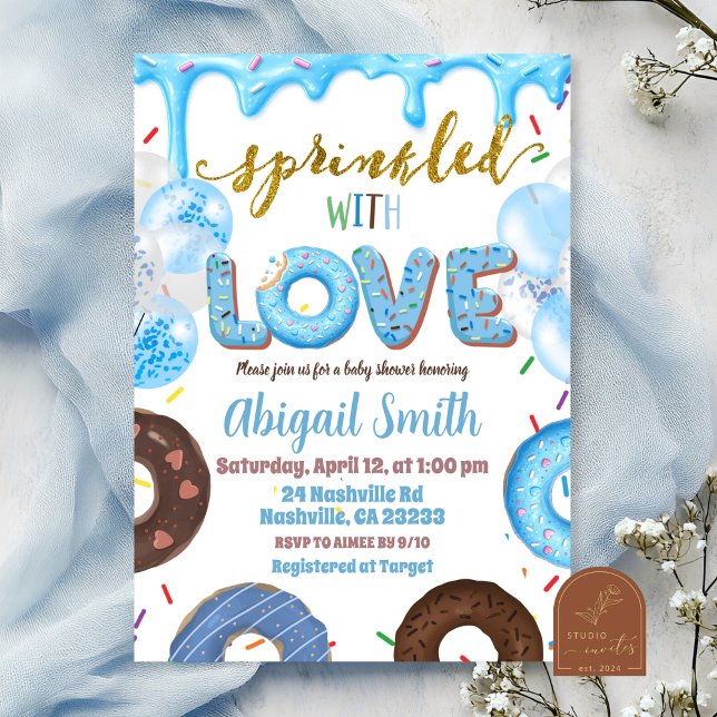Boy Pastel Donut Sprinkled with Love Invitation (Creator Uploaded)