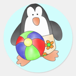 Boy Penguin at Beach Tshirts and Gifts Classic Round Sticker