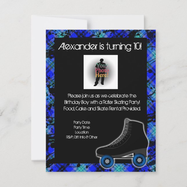 Boy Personalized Roller Skating Party Invitation (Front)
