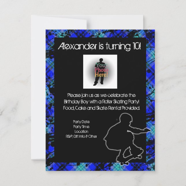 Boy Personalized Skateboard Party Invitation (Front)