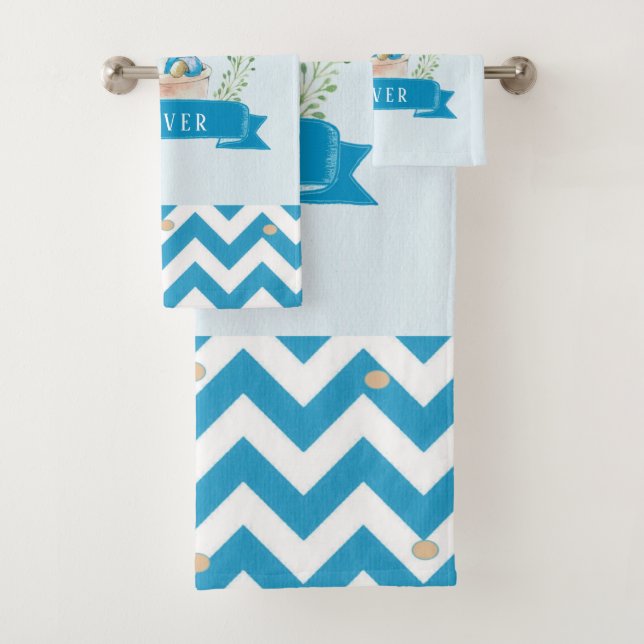 Boy Peter Rabbit Blue Custom Bath Towel Set (Insitu)