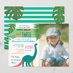 Boy Photo 3rd Birthday Invitation