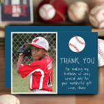 Boy Photo Baseball Ball Kid's Birthday  Thank You Card<br><div class="desc">Boy Photo Baseball Ball Kid's Birthday Thank You Card. Modern and simple design with a baseball ball. A great birthday thank you card for your friends and family - thank your guest for their gifts, cards and wishes. Add your photo and personalize the card with your name and text. Great...</div>
