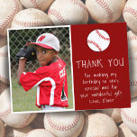 Boy Photo Baseball Ball Kid's Birthday  Thank You Card<br><div class="desc">Boy Photo Baseball Ball Kid's Birthday Thank You Card. Modern and simple design with a baseball ball. A great birthday thank you card for your friends and family - thank your guest for their gifts, cards and wishes. Add your photo and personalize the card with your name and text. Great...</div>