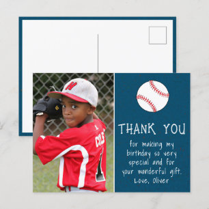 Boy Photo Baseball Ball Thank you Birthday  Postcard
