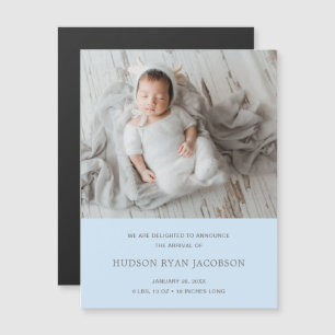 Boy Photo Blue Simple Faire-part de naissance Magn