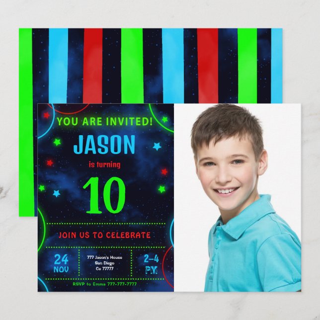 Boy Photo Invitation (Front/Back)