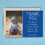 Boy Photo Modern Kid's Birthday  Thank You Card<br><div class="desc">Boy Photo Modern Simple Kid's Birthday Thank You Card. Modern and simple design. A great birthday thank you card for your friends and family - thank your guest for their gifts, cards and wishes. Add your photo and personalize the card with your name and text. Great as thank you card...</div>