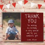 Boy Photo Red Simple Kid's Birthday  Thank You Card<br><div class="desc">Boy Photo Red Simple Kid's Birthday Thank You Card. Modern and simple design. A great birthday thank you card for your friends and family - thank your guest for their gifts, cards and wishes. Add your photo and personalize the card with your name and text. Great as thank you card...</div>