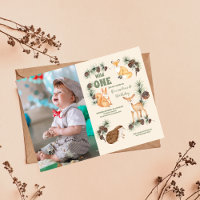 Boy Photo Woodland Animals 1st Birthday
