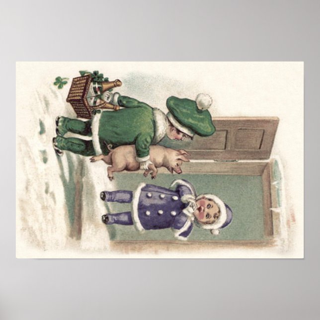 Boy Pig Champagne Shamrock Door Poster (Front)