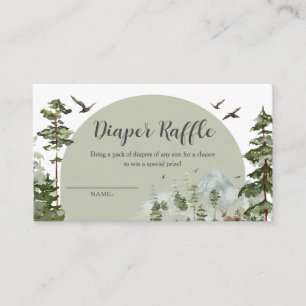 Boy Pine Tree Forest Baby Shower Diaper Raffle Enclosure Card