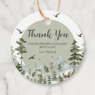 Boy Pine Tree Forest Mountain Baby Shower Favour Tags